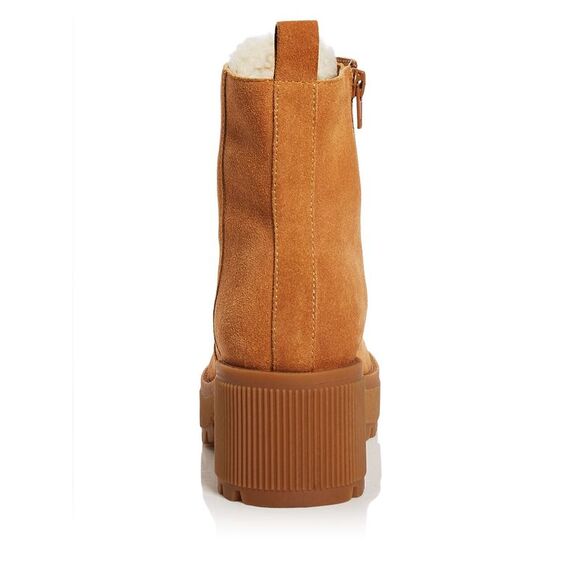 AQUA Womens Brown 1" Platform Grady Toe Block Heel Leather Combat Boots 7.5 M - Picture 2 of 4